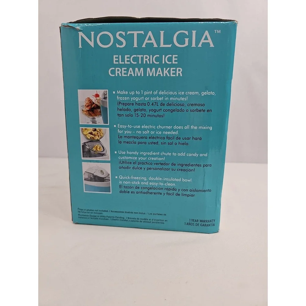 Nostalgia Electric One Pint Ice Cream Maker Gelato Frozen Yogurt Sorbet NEW
